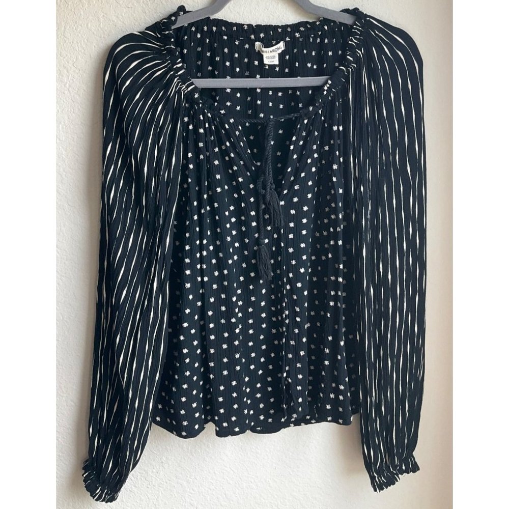Billabong button down boho lightweight shirt front tassels size Small